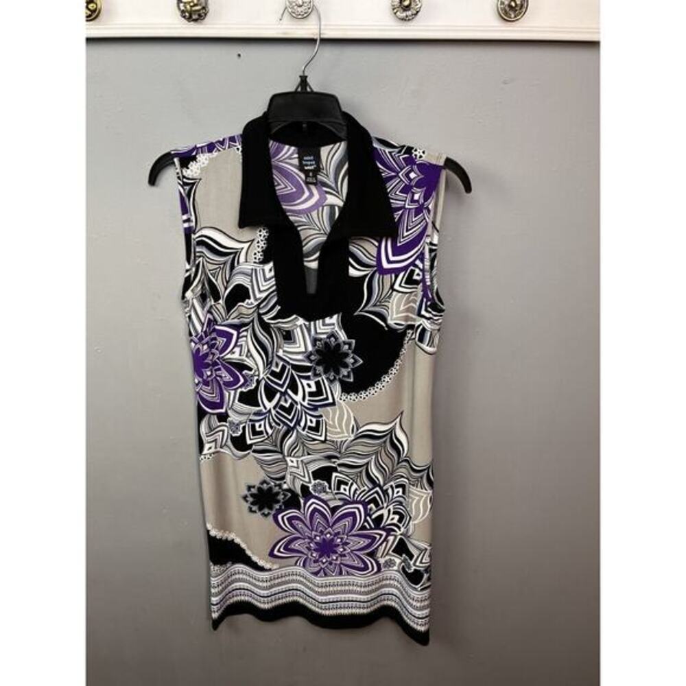 St. Tropez West Dress Womens 6 Abstract Gray Black Purple Sheathโ Coastal Office